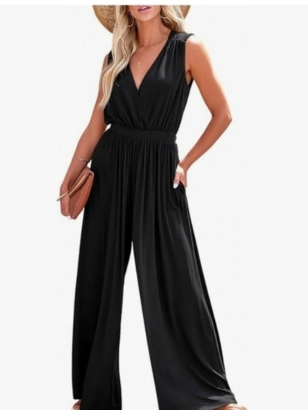 Dokotoo Sleeveless Jumpsuit Wrapped V Neck Womens Dressy Casual Size Small